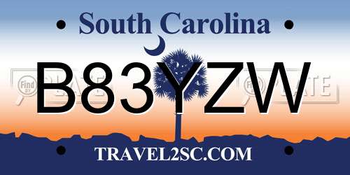 B83YZW South Carolina License Plate