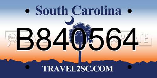B840564 South Carolina License Plate