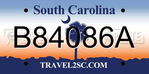 B84086A South Carolina License Plate