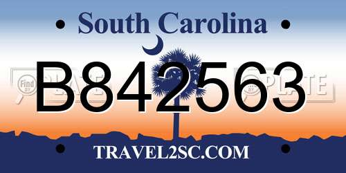 B842563 South Carolina License Plate