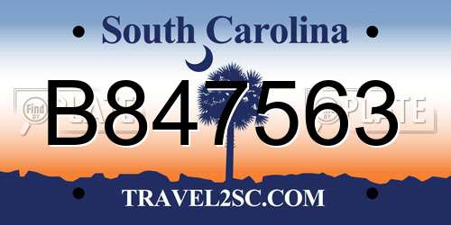 B847563 South Carolina License Plate