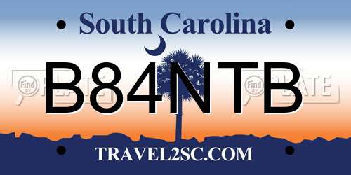 B84NTB South Carolina License Plate