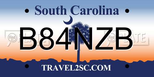 B84NZB South Carolina License Plate