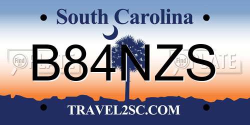 B84NZS South Carolina License Plate
