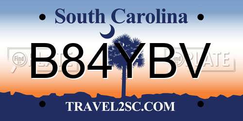 B84YBV South Carolina License Plate