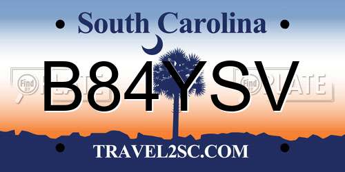 B84YSV South Carolina License Plate