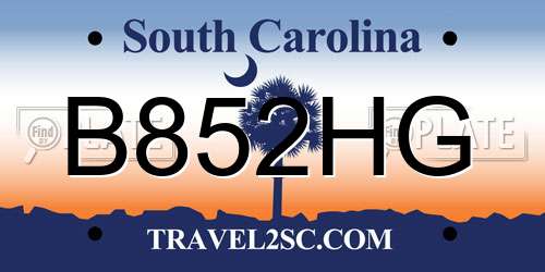 B852HG South Carolina License Plate