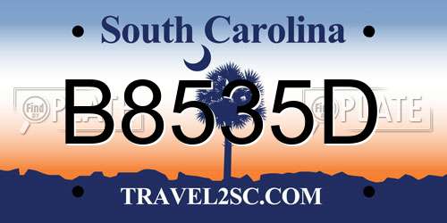 B8535D South Carolina License Plate