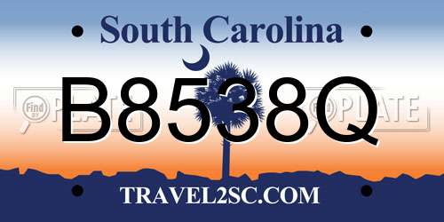 B8538Q South Carolina License Plate