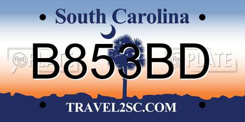 B853BD South Carolina License Plate