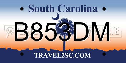 B853DM South Carolina License Plate