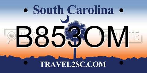 B853OM South Carolina License Plate