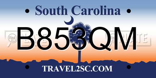 B853QM South Carolina License Plate
