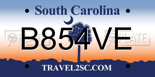 B854VE South Carolina License Plate
