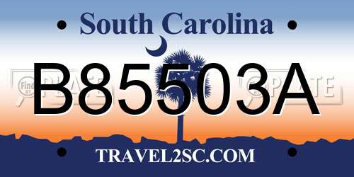 B85503A South Carolina License Plate