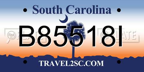 B85518I South Carolina License Plate