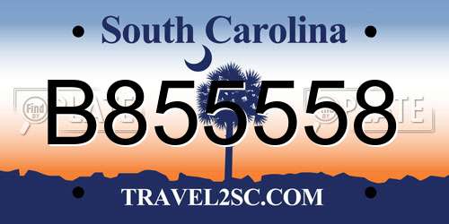B855558 South Carolina License Plate