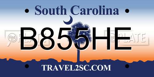 B855HE South Carolina License Plate