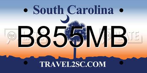 B855MB South Carolina License Plate