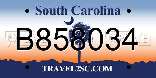 B858034 South Carolina License Plate
