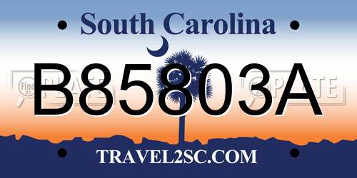 B85803A South Carolina License Plate