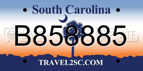 B858885 South Carolina License Plate