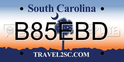 B85EBD South Carolina License Plate