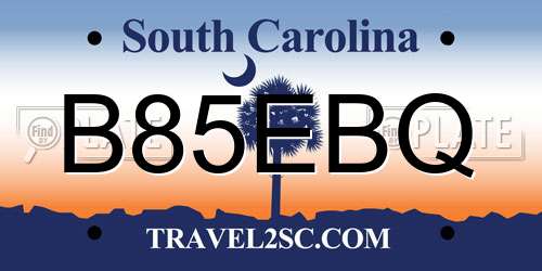 B85EBQ South Carolina License Plate