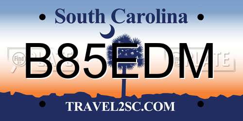 B85EDM South Carolina License Plate