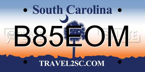 B85EOM South Carolina License Plate