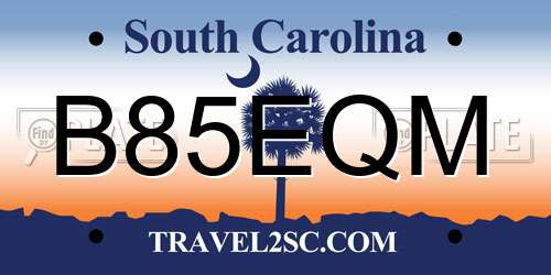 B85EQM South Carolina License Plate