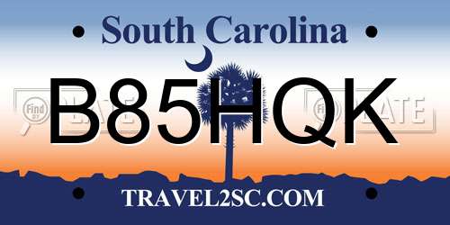B85HQK South Carolina License Plate