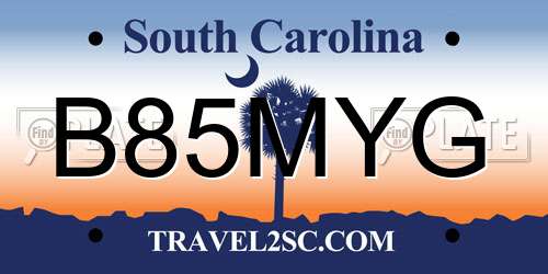 B85MYG South Carolina License Plate