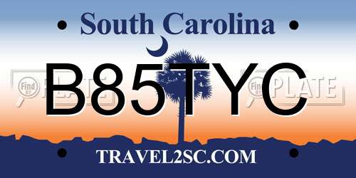 B85TYC South Carolina License Plate