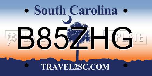 B85ZHG South Carolina License Plate