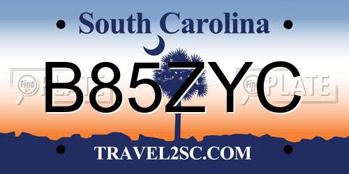 B85ZYC South Carolina License Plate