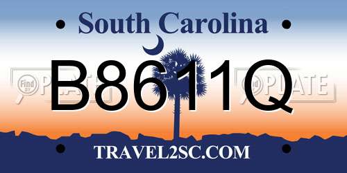 B8611Q South Carolina License Plate