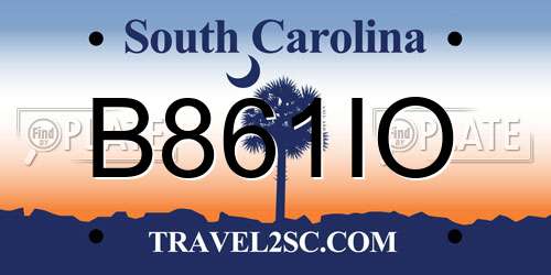 B861IO South Carolina License Plate