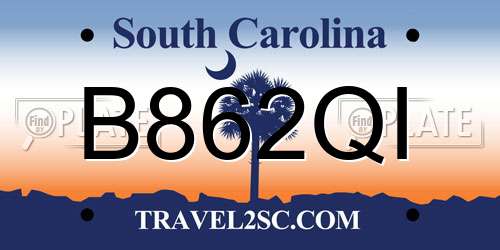 B862QI South Carolina License Plate