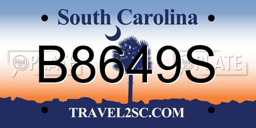 B8649S South Carolina License Plate