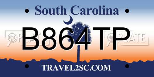 B864TP South Carolina License Plate