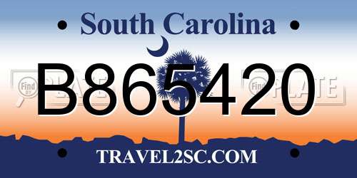 B865420 South Carolina License Plate