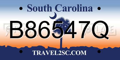 B86547Q South Carolina License Plate