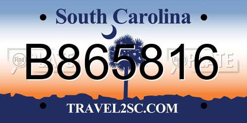 B865816 South Carolina License Plate