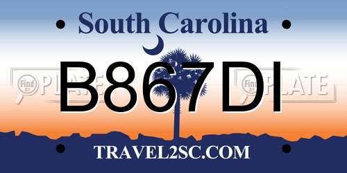 B867DI South Carolina License Plate