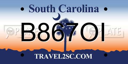 B867OI South Carolina License Plate