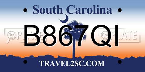 B867QI South Carolina License Plate
