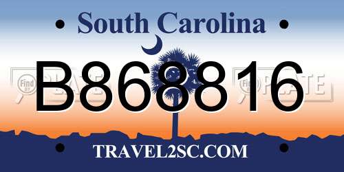 B868816 South Carolina License Plate