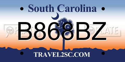 B868BZ South Carolina License Plate