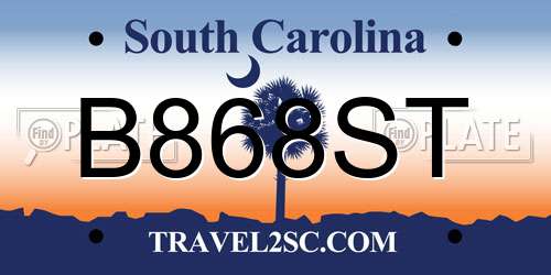 B868ST South Carolina License Plate